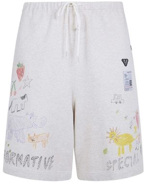 Maison Mihara Yasuhiro Short Imprimé À Lien De Resserrage - White