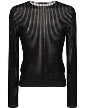 SAPIO Semi-Sheered Long-Sleeve T-Shirt - Black