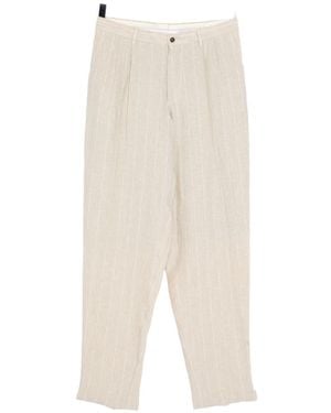 Giorgio Armani Striped Linen Trousers - Natural