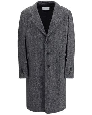 Givenchy Herringbone-Pattern Notched-Lapel Coat - Gray