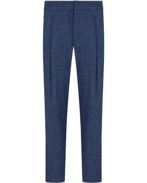 Giorgio Armani Refined Tailored Trousers With Tapered Legs - Blue