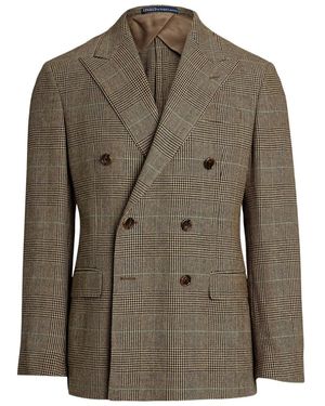 Polo Ralph Lauren Double-Breasted Checked-Pattern Blazer - Green