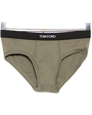 Tom Ford Logo-Waistband Briefs - Natural
