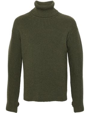 KENZO Roll-Neck Ribbed-Knit Jumper - Green