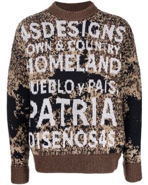 4SDESIGNS Slogan Intarsia-Knit Sweatshirt - Black