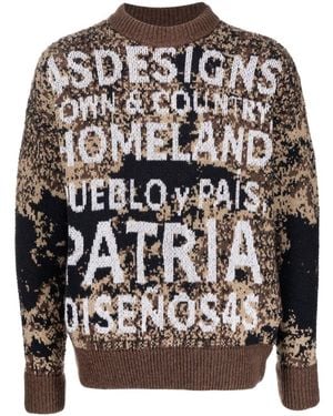 4SDESIGNS Slogan Intarsia-Knit Sweatshirt - Black
