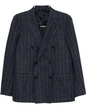 Lardini Striped Double-Breasted Suit - Blue