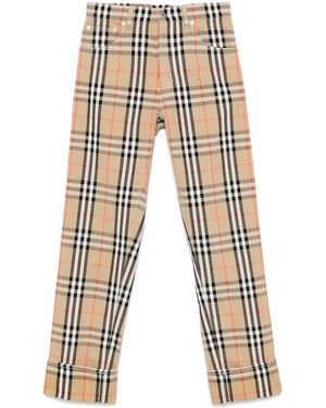 Burberry Check-Print Trousers - Natural