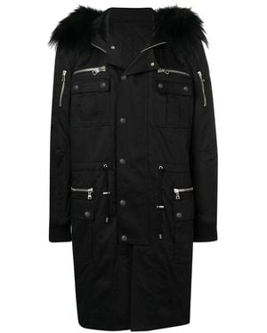 Balmain Faux-Fur Trim Parka - Black
