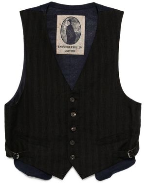 Ziggy Chen Striped Waistcoat - Black