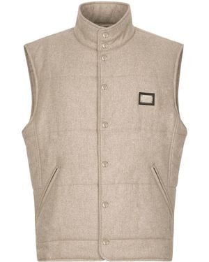 Dolce & Gabbana Sleeveless Padded Cashmere Vest - Natural