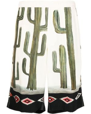 Endless Joy Graphic-Print Rayon Shorts - Green