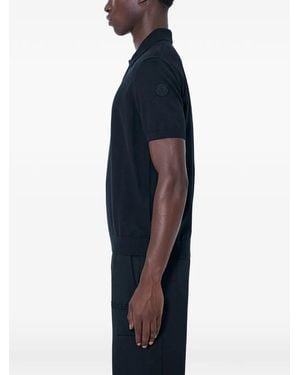 Moncler Logo Cotton Knit Polo - Blue