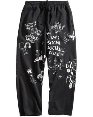 ANTI SOCIAL SOCIAL CLUB Illustrated-Print Track Trousers - Black