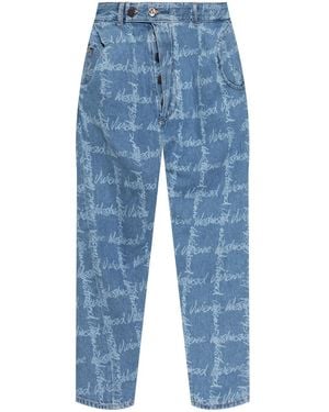 Vivienne Westwood Relaxed Fit Cornflower Jeans With All-Over Logo Print - Blue