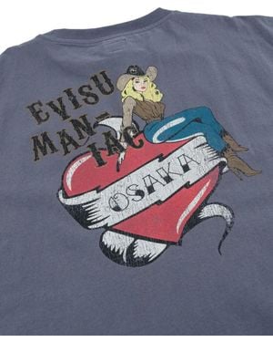Evisu Heart Cowgirl Graphic-Print T-Shirt - Blue