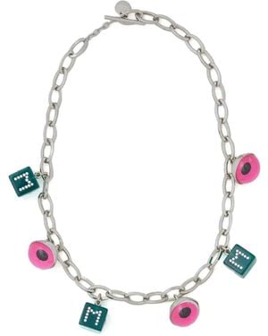 Marni Dice-Motif Charm Necklace - White