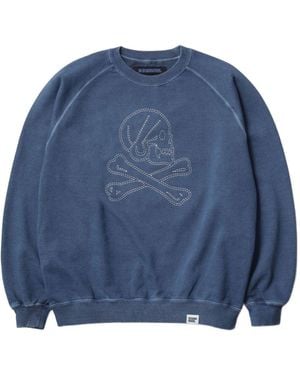 Neighborhood Skull-Graphic Sweatshirt - Blue