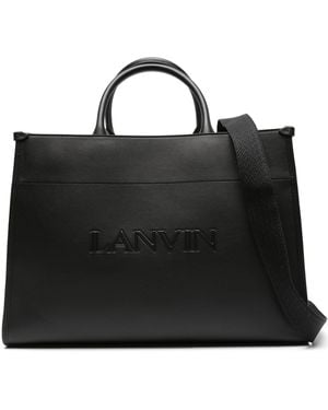 Lanvin Logo-Embossed Leather Tote Bag - Black