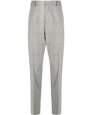 Isabel Marant Check-Print Cotton Tailored Trousers - Grey