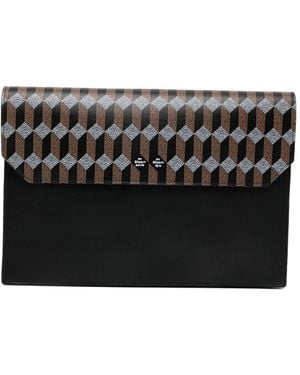 AU DEPART Geometric-Print Clutch Bag - Black
