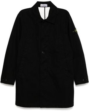 Stone Island Cotton Trench Coat - Black