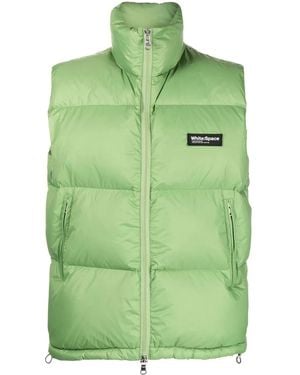White/space Logo-Patch Quilted Gilet - Green