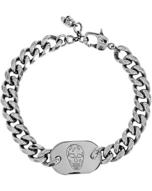 McQueen Skull-Plaque Curb-Chain Bracelet - Metallic