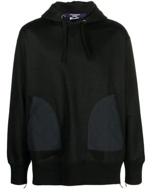 Junya Watanabe Ripstop-panel Cotton Hoodie - Black