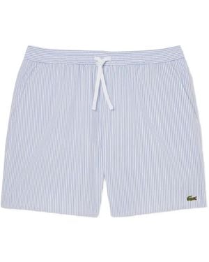 Lacoste Striped Drawstring Swim Shorts - Blue