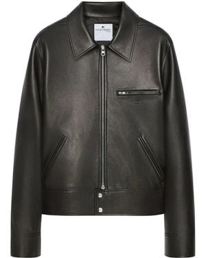 Courreges Zip-Up Leather Jacket - Black