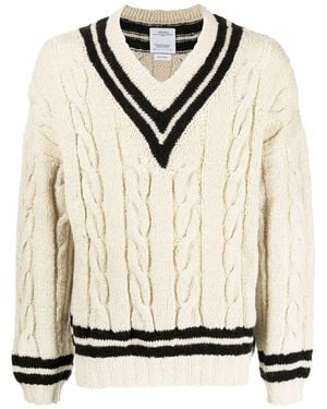 Visvim Cable-Knit V-Neck Sweater - Natural
