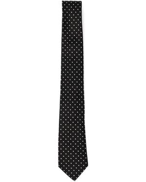Giorgio Armani Dot-Print Silk Tie - Black