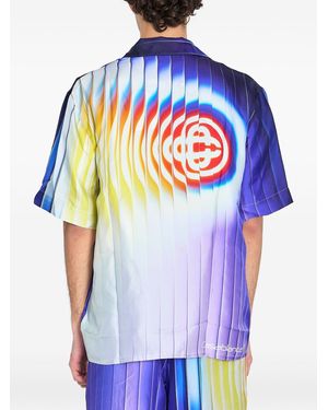 CASABLANCA Shockwave Short-Sleeve Silk Shirt - Blue