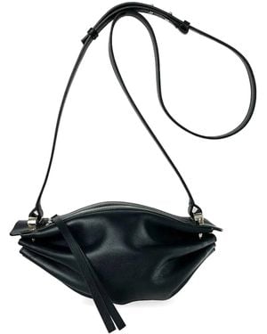 Bonastre Bonbon Pleated Leather Shoulder Bag - Black