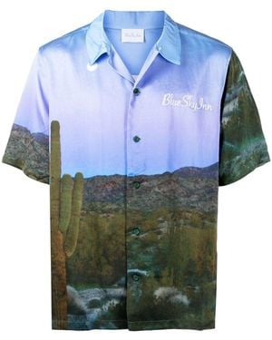 BLUE SKY INN Landscape Print Short-Sleeve Shirt - Blue