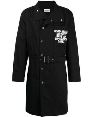 Honey Fucking Dijon Slogan-Print Cotton Coat - Black