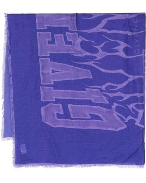 Givenchy Logo-Print Modal-Cashmere Scarf - Purple