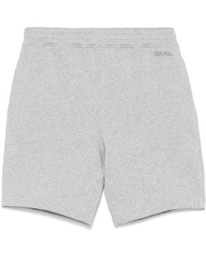 ZEGNA Logo-Embroidered Track Shorts - Grey
