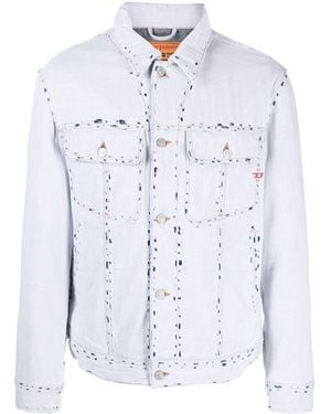 DIESEL D-Barcy Ripped Denim Jacket - Blue