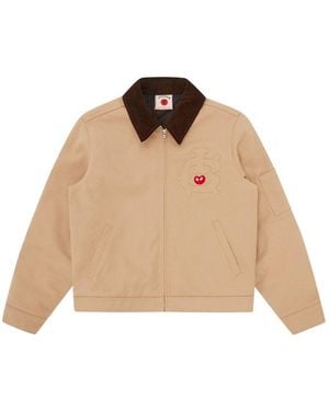 ICECREAM Appliqued Corduroy-Collar Jacket - White