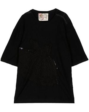 By Walid Sinbad Patchwork Cotton T-Shirt - Black