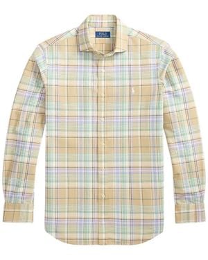 Polo Ralph Lauren Plaid-Check Embroidered-Logo Shirt - White