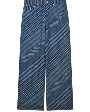 KENZO Diagonal Stripe Cotton Trousers - Blue