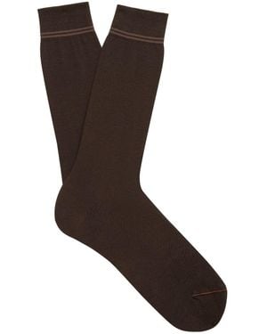 ZEGNA Stripe-Detail Socks - Brown