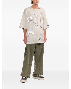 Maison Mihara Yasuhiro Embellished-Sticker T-Shirt - Natural