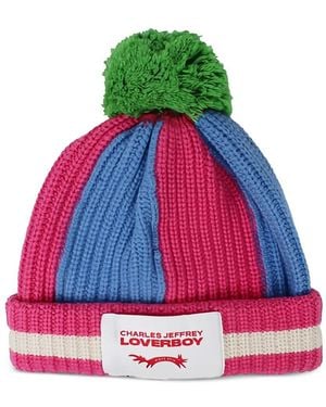 Charles Jeffrey Striped Pompom Beanie - Red