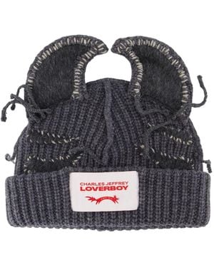 Charles Jeffrey Ears-Detail Beanie Hat - Black