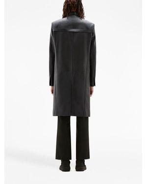 Courreges Single-Breasted Leather Coat - Black