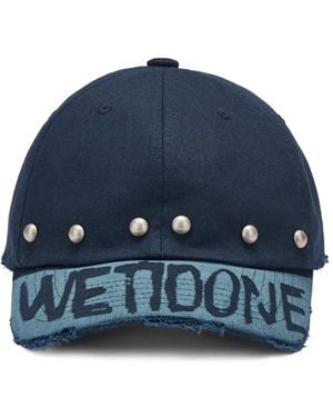 we11done Studded Distressed Baseball Cap - Blue